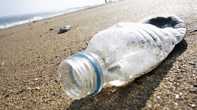 pollution de la bouteille plastique