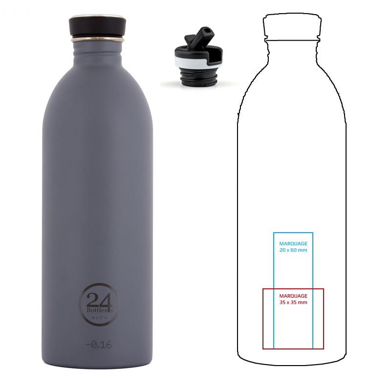 Gourde personnalisable avec bouchon sport, 1 litre à votre image !