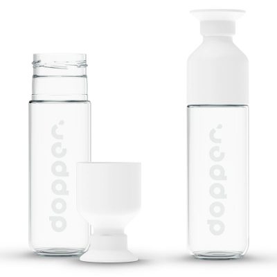 DOPPER GLASS, la gourde en verre de Dopper avec verre à pieds intégré - 400 ml