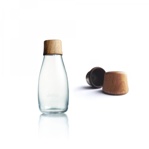 bouteille réutilisable en verre design avec bouchon en bois