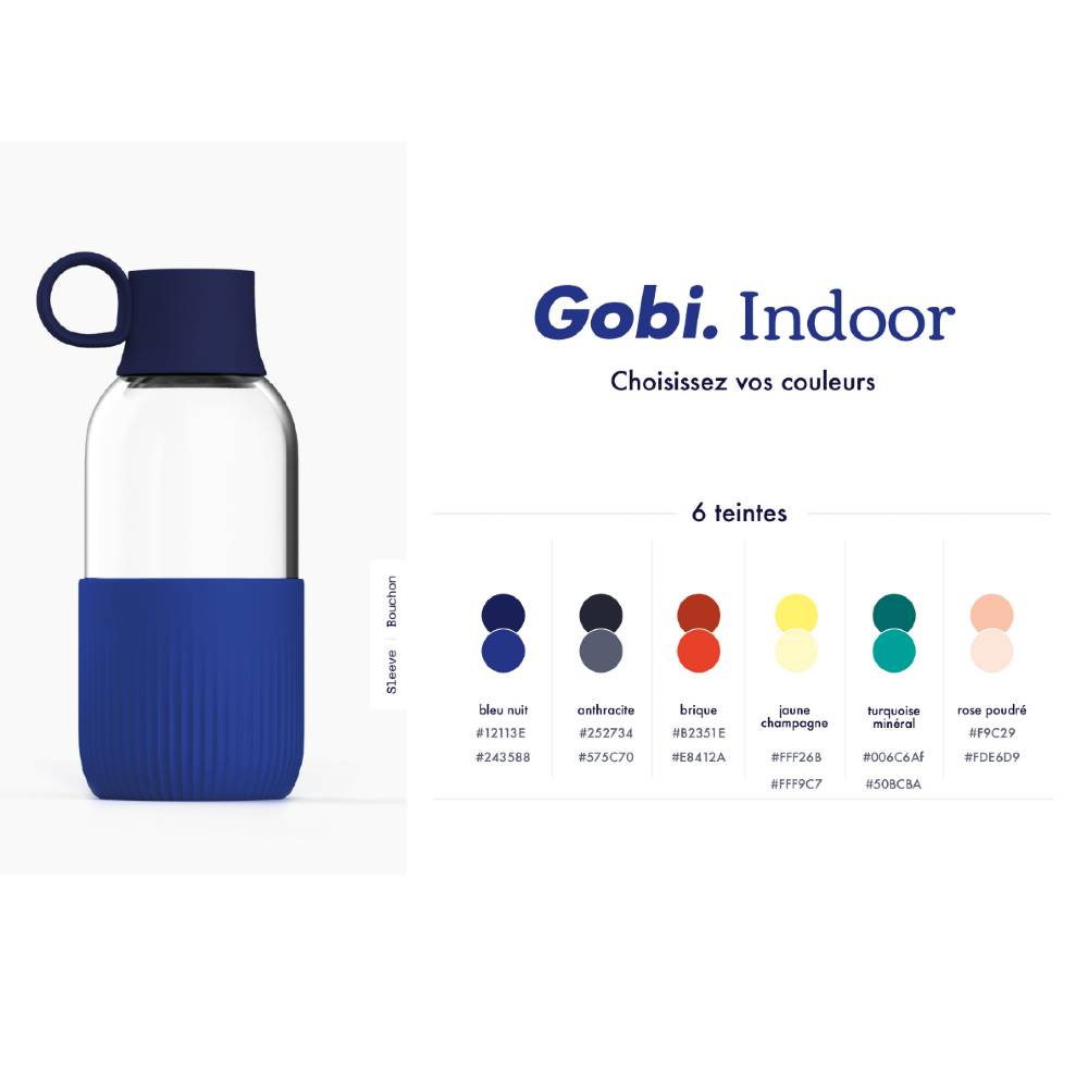 Gourde en verre vide Gobi Indoor 50cl Bleu nuit