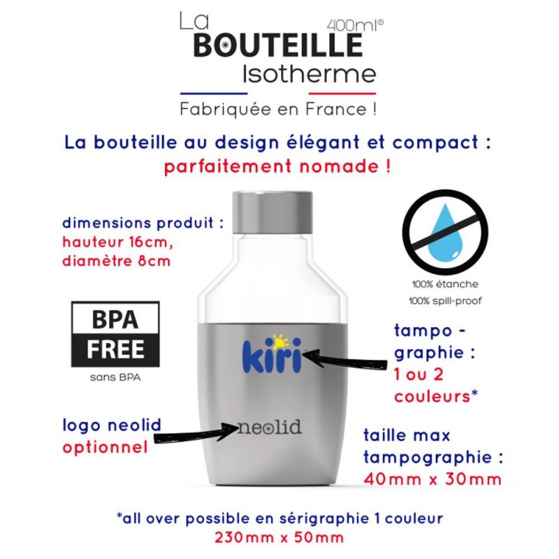 Bouteille isotherme inox personnalisée au nom de votre entreprise