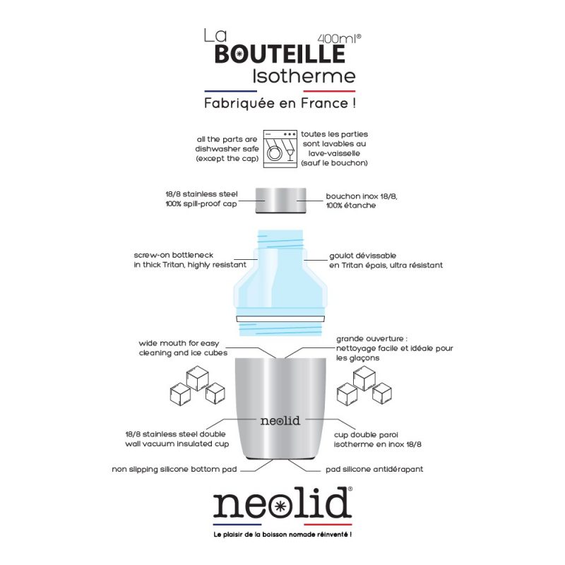 Bouteille isotherme Neolid, une bouteille inox de fabrication française