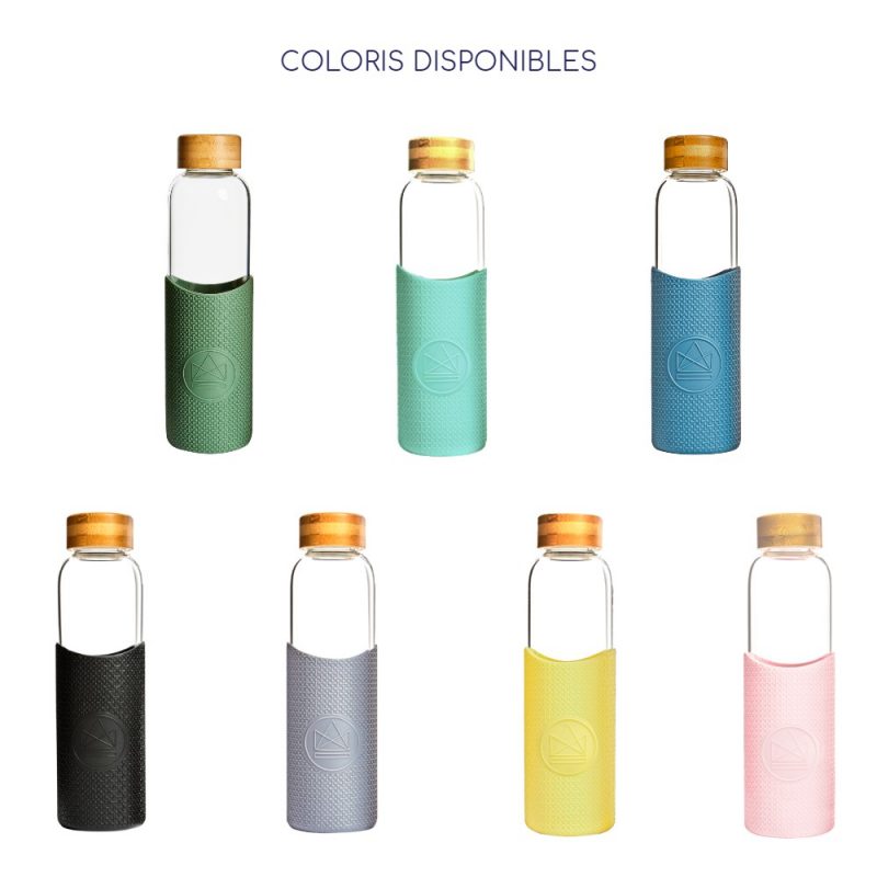 Bouteille personnalisée colorée grâce au manchon silicone par Pimp-my-bottle