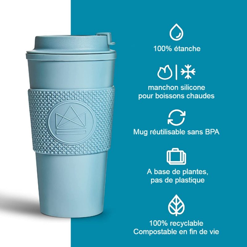 Mug compostable et personnalisable avec manchon silicone