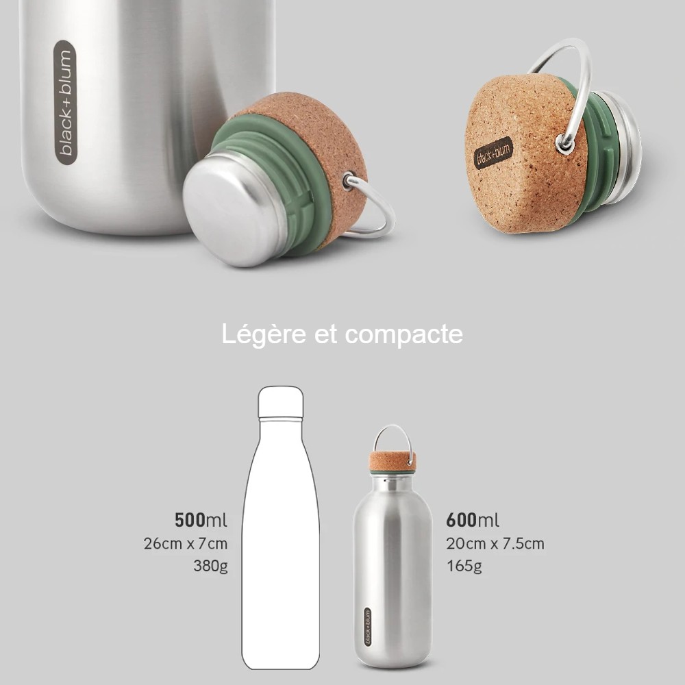 Gourde inox 600ml Black+Blum Bleu Ocean - Légère, solide et compact –  Maison Fertile