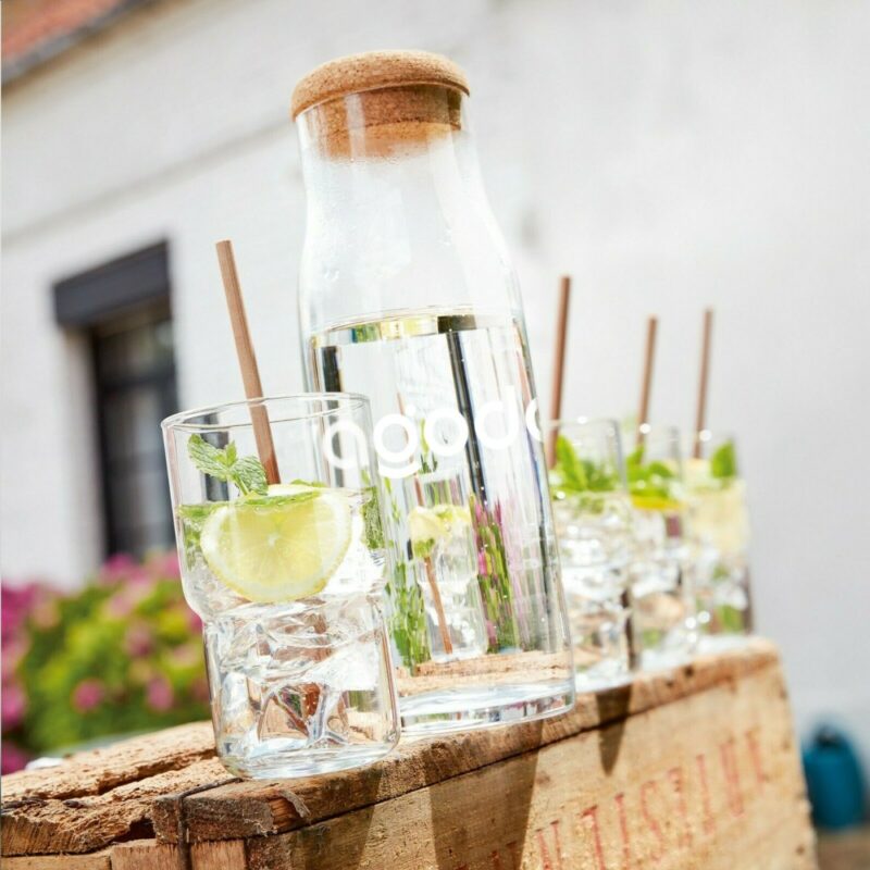 Carafe en verre personnalisable Tylosand pour salles de séminaire, salles de réunion