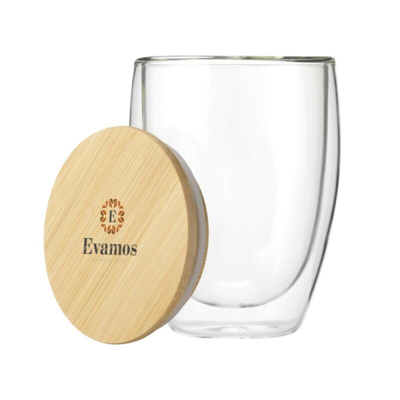 Verre double paroi avec couvercle, personnalisable avec le logo de votre boutique de thé