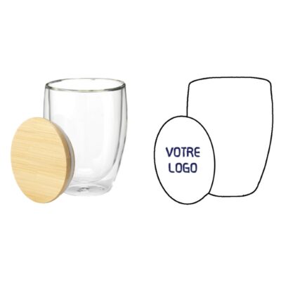 Verre double paroi avec couvercle personnalisable, idéal pour le bureau, comme cadeau d'affaires