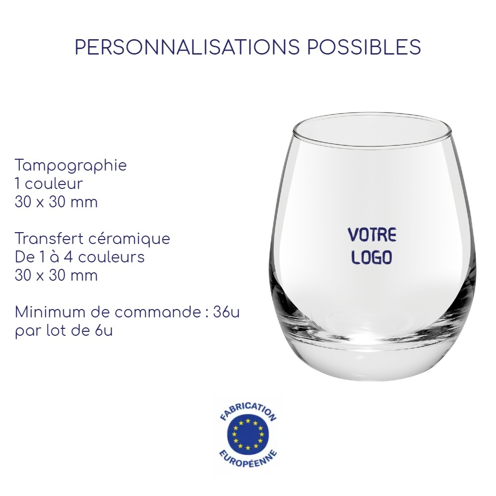 Verre personnalisé avec texte, photo, logo