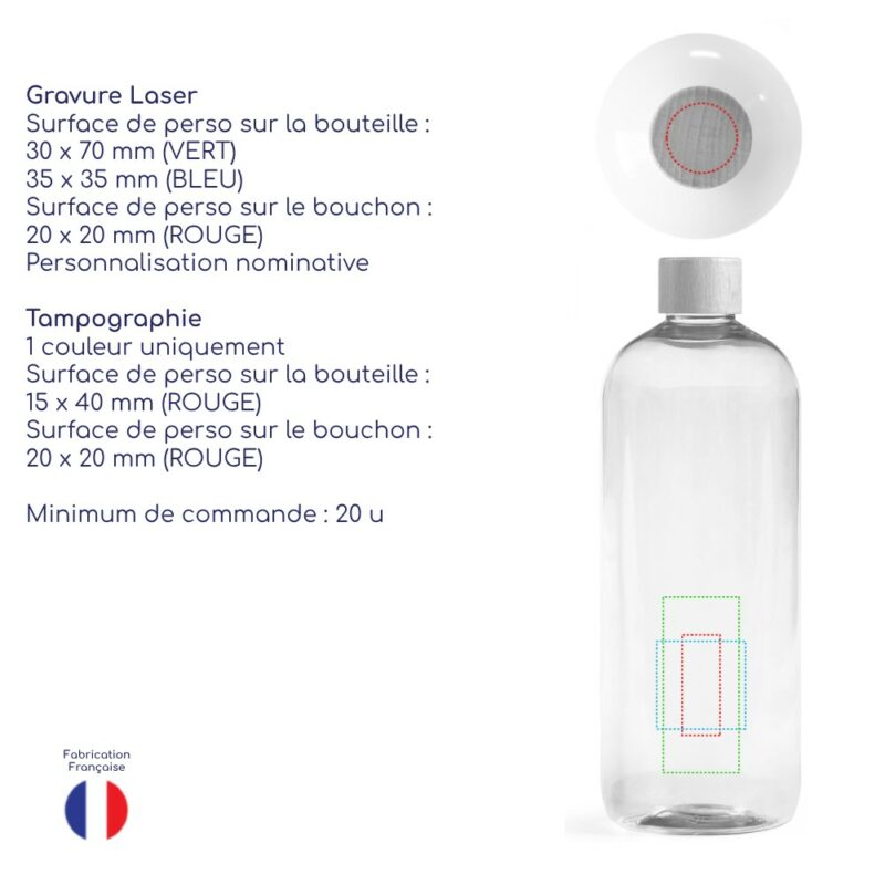 Gourde transparente bleue en plastique recyclé HERLIN – Image 4
