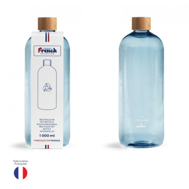 Gourde transparente bleue en plastique recyclé HERLIN – Image 3