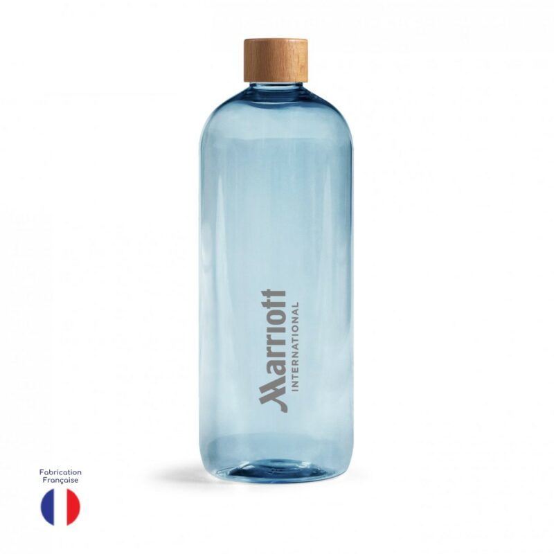 Gourde transparente bleue en plastique recyclé HERLIN – Image 2