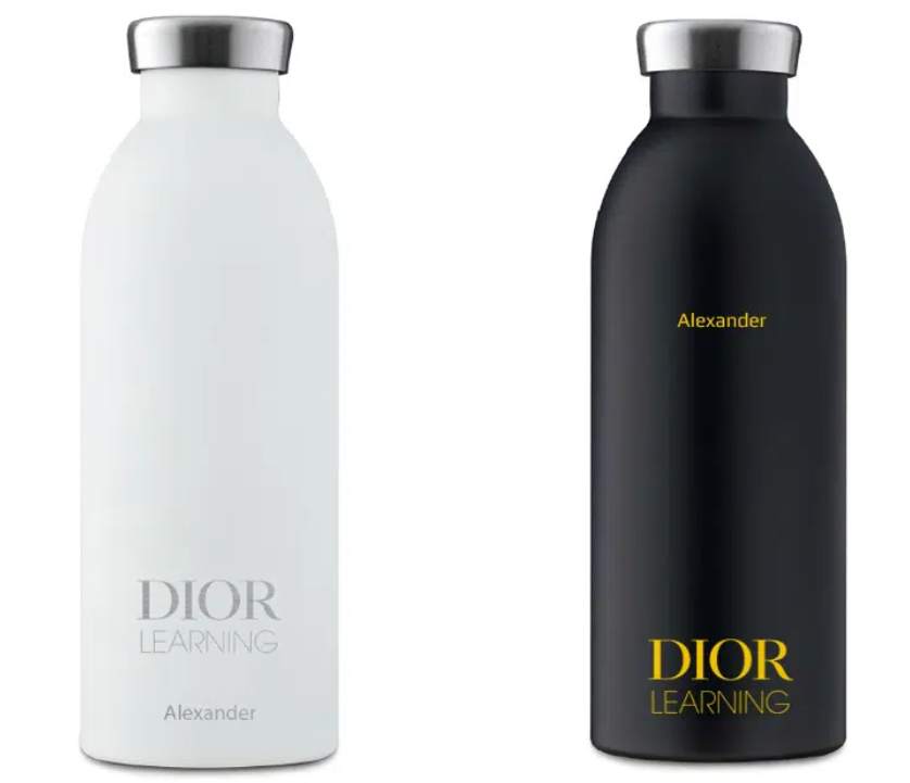 Gourde imprimée pour la marque de luxe Dior, gourde de sport personnalisée
