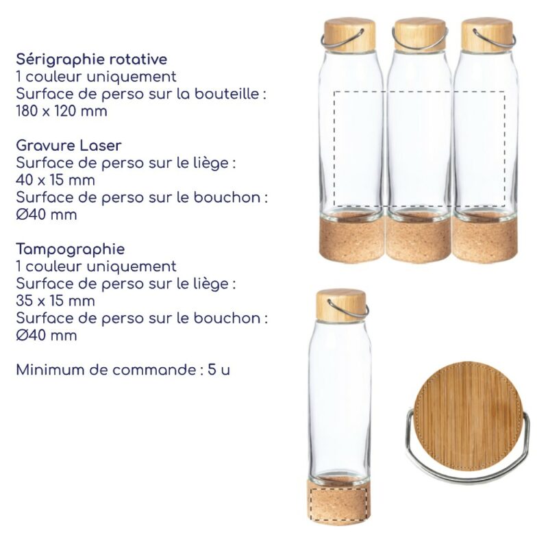 Bouteille en verre à imprimer design communicante grâce aux matériaux naturels