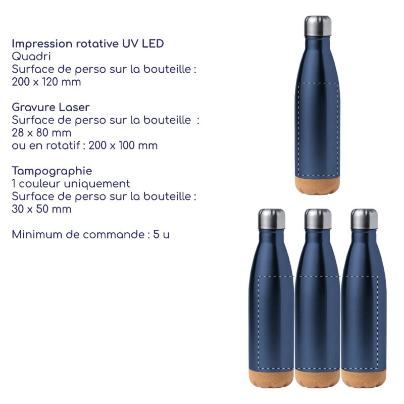 Gourde publicitaire avec logo, design naturel personnalisable avec une grande zone d'impression