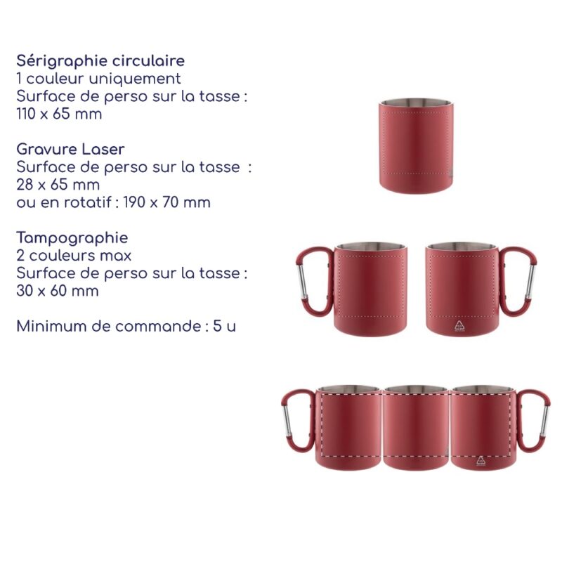 Tasse personnalisée isotherme en inox recyclé, mug publicitaire