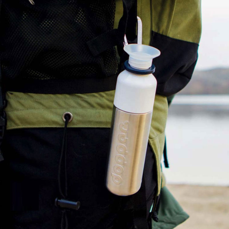 Gourde d'eau inox compacte, de 49 cl avec mousqueton