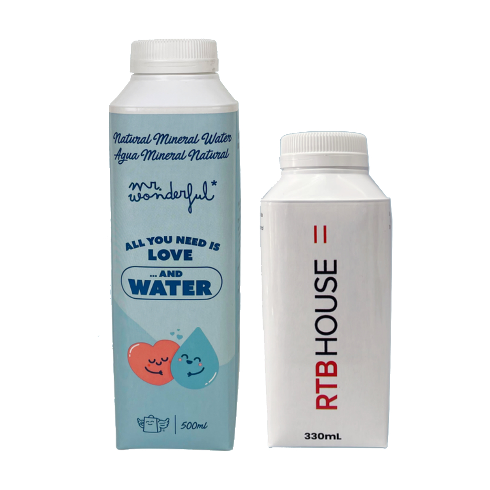 Brique d'eau en carton personnalisée, solution écologique pour vos événements